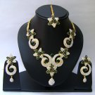 Indian Bridal Wedding Jewelry Set Diamond and Green Stones NP-398