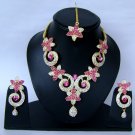 Indian Bridal Wedding Jewelry Set Diamond and Violet color Stones NP-406