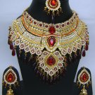 Indian Bridal Wedding Jewelry Necklace Set Diamond and Red Stones NP-409