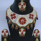 Indian Bridal Wedding Jewelry Necklace Set Diamond and Red color Stones NP-411