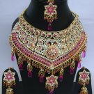 Indian Bridal Wedding Jewelry Necklace Set Diamond and Pink color Stones NP-414