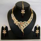 Indian Bridal Wedding Jewelry Set Diamond and Red color Stones NP-422