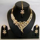 Indian Bridal Wedding Jewelry Set Diamond and Black color Stones NP-423