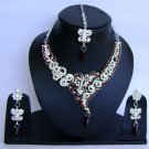 Indian Bridal Wedding Jewelry Set Diamond and Maroon stones NP-429