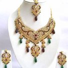 Indian Bridal Saree Jewelry Set Multicolor Stones NP-293