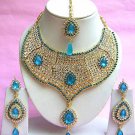 Indian Bridal Saree Jewelry Set Blue color Stones NP-206