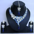 Indian Bridal Wedding Jewelry Set Diamond and Blue color stones NP-436