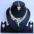 Indian Bridal Wedding Jewelry Set Diamond and Green color stones NP-437