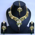 Indian Bridal Wedding Jewelry Set Diamond and Green color stones NP-440