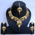 Indian Bridal Wedding Jewelry Set Diamond and Maroon color stones NP-442