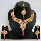 Indian Bridal Wedding Jewelry Set Diamond and Pink color stones NP-443