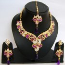 Indian Bridal Wedding Jewelry Necklace Set Diamond and Purple stones NP-447