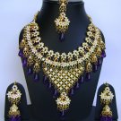 Indian Bridal Wedding Jewelry Necklace Set Diamond and Blue stones NP-451