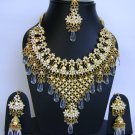 Indian Bridal Wedding Jewelry Necklace Set Diamond and Blue stones NP-452