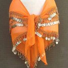 Orange Belly Dance Hip Scarf 3 Lines