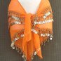 Orange Belly Dance Hip Scarf 3 Lines