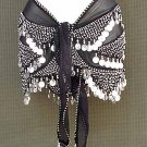 Black Shakira Belly Dance Wrap 3 Lines of Beads and Gold Coins