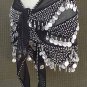 Black Shakira Belly Dance Wrap 3 Lines of Beads and Gold Coins