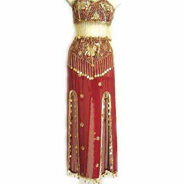 Belly Dance Costume Dress C Maroon