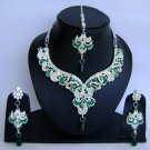 Indian Bridal Wedding Jewelry Set Diamond and Green color stones NP-461