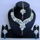 Indian Bridal Wedding Jewelry Set Diamond and Purple color stones NP-464
