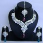 Indian Bridal Wedding Jewelry Set Diamond and Purple color stones NP-464