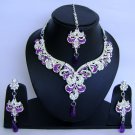 Indian Bridal Wedding Jewelry Set Diamonds and Purple color stones NP-465