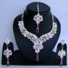 Indian Bridal Wedding Jewelry Set Diamonds and Purple color stones NP-468