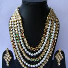 Indian Bridal Wedding Jewelry Set Diamonds and Multicolor stones NP-517