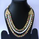 Indian Bridal Wedding Jewelry Set Diamonds and Multicolor stones NP-512