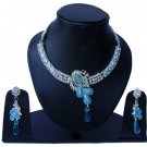 Indian Bridal Wedding Jewelry Set Diamonds and Blue color stones NP-524
