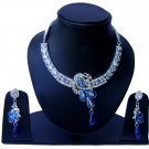 Indian Bridal Wedding Jewelry Set Diamonds and Blue color stones NP-528