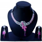 Indian Bridal Wedding Jewelry Set Diamonds and Pink color stones NP-530