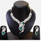 Indian Bridal Wedding Jewelry Set Diamonds and Green stones NP-604