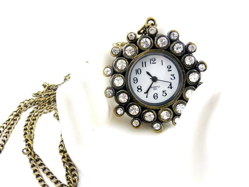 swarovski crystals Pocket watch Necklace BZ9