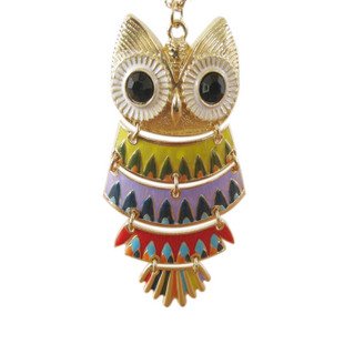Beautiful color black eyes owl necklace