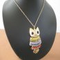 Beautiful color black eyes owl necklace
