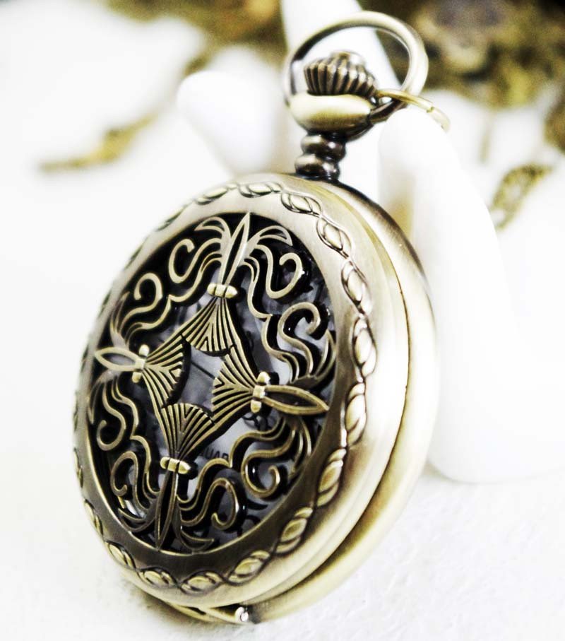 Four water chestnut Pocket Watch Necklace