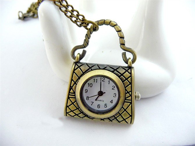 Small bag pocket watch necklace