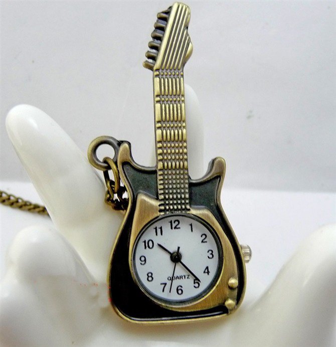Violin pocket watch necklace
