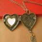 Heart-shaped treasure box necklace peacock feathers