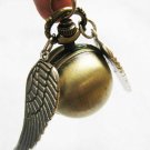 Enchanted Golden Snitch Ball Locket WATCH with silver Wings from Harry Potter BZ36