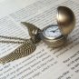 Enchanted Golden Snitch Ball Locket WATCH with silver Wings from Harry Potter BZ36