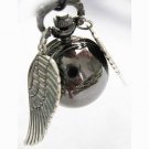 Enchanted Black Silver Snitch WATCH necklace with silver Wings from Harry Potter BZ38