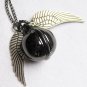 Enchanted Black Silver Snitch WATCH necklace with silver Wings from Harry Potter BZ38