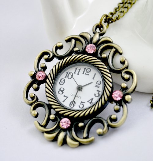 Retro pocket watch necklace grilles