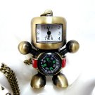 Retro robot compass pocket watch necklace