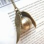 Enchanted Golden Snitch Ball Locket WATCH with silver Wings from Harry Potter BZ39