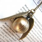 Enchanted Golden Snitch Ball Locket WATCH with silver Wings from Harry Potter