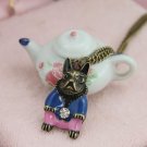Cute Shar Pei necklace, Blue